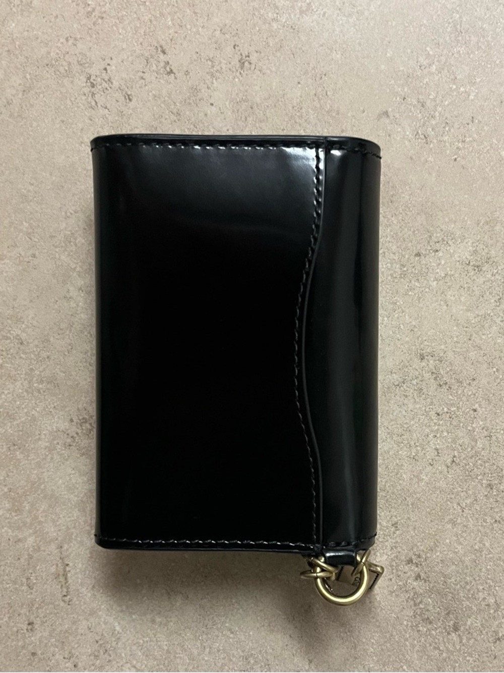 Coach Spazzolato Leather Black Wallet with gold charm - Picture 3 of 4